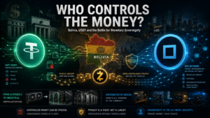 Bolivia positioned between USDT surveillance, Zcash zero-knowledge privacy and the private Ryo Currency network under the headline “Who Controls the Money?”