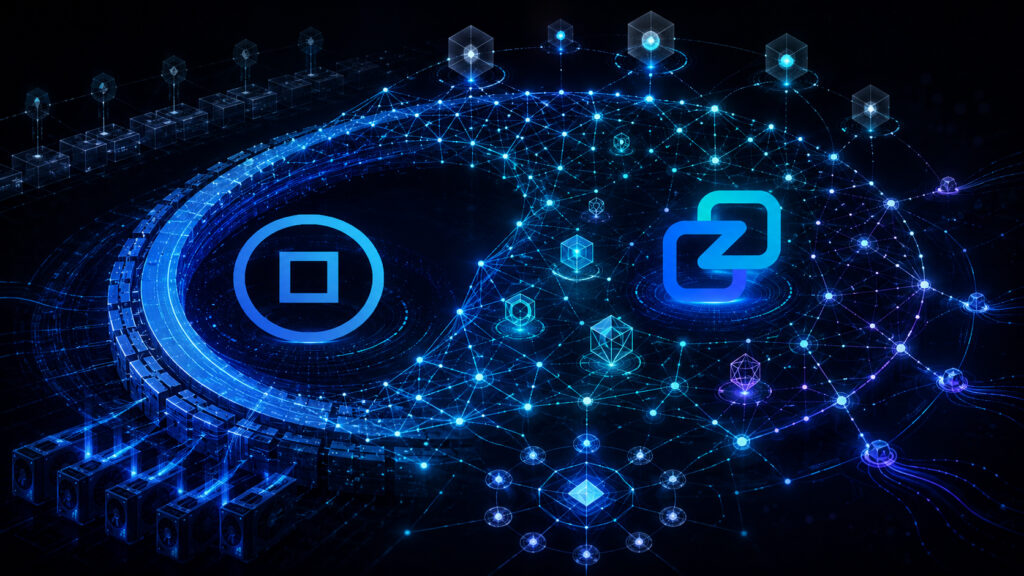 Ryo Currency and Zano logos within a futuristic privacy network evolving from a cryptographic ring into zero-knowledge proofs, private consensus and network anonymity.