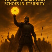 Mine RYO Today, Echo Forever: Warriors Hold the Line – Privacy Legends Minted #RyoCurrency #PrivacyCoin Epic fantasy digital artwork for Ryo Currency privacy coin: fierce warrior in detailed metallic armor standing in foreground, holding a large sword in one hand and a glowing golden Ryo coin in the other; background shows an army of additional warriors with spears, shields, and raised swords ready for battle; top text reads 'What we mine in RYO today... echoes in eternity'; theme of mining as resistance, eternal value of privacy, bold cryptocurrency warriors, and legendary financial sovereignty