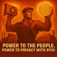 GPU Heroes Rise: Lifting Freedom One Block at a Time – Power to Privacy with RYO! #RyoCurrency #GPUMining Heroic digital artwork celebrating Ryo Currency GPU mining: powerful muscular man standing triumphantly, holding a glowing GPU rig overhead in one hand and a shining golden Ryo coin in the other; background features two large factory buildings shaped like computer GPUs with smokestacks and industrial details; bottom text reads 'Power to the People. Power to Privacy with RYO!'; theme of strength, resistance to centralized control, privacy mining empowerment, and decentralized financial sovereigntyThis piece hits hard for your ryo.news gallery—pure miner pride, anti-establishment muscle, and spot-on $RYO messaging. It should pull strong in searches like "Ryo Currency GPU hero art", "RYO mining power to the people", "privacy coin miner illustration", or "Ryo GPU resistance artwork".