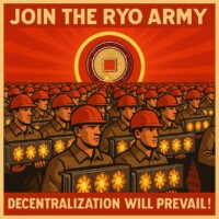 Ryo Army Assemble! Miners United Under the Red Ray – Decentralization Prevails #RyoCurrency #PrivacyCoin Soviet propaganda-style digital artwork for Ryo Currency: hundreds of determined GPU miners depicted as uniformed men in brown shirts and red hard-hat helmets, each holding a three-fan GPU rig aloft like weapons; massive glowing red Ryo coin overhead radiating powerful red rays downward; top text 'Join the Ryo army'; bottom text 'Decentralization will prevail!'; theme of mining revolution, collective resistance to centralized financial control, privacy coin movement, and unstoppable decentralizationThis piece is a perfect rallying cry for your ryo.news community gallery—propaganda aesthetic nails the "army rising" energy while boosting visibility for searches like "Ryo Currency army art", "RYO mining revolution illustration", "Ryo decentralization propaganda", or "privacy coin GPU miners".