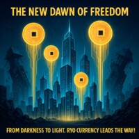 Surveillance Crumbles, RYO Rises: From Tracked Darkness to Private Light #RyoCurrency #PrivacyCoin Epic digital artwork symbolizing the triumph of Ryo Currency privacy coin: dramatic city skyline with collapsing surveillance towers on both sides, central towers crumbling in chaos; multiple glowing golden Ryo coins ascending upward into the sky, trailed by bright yellow electric energy beams; top text 'The New Dawn of Freedom'; bottom text 'From Darkness to Light. Ryo Currency leads the way!'; theme of liberation from surveillance, rise of decentralized privacy, financial freedom, and transition from tracked to untraceable cryptocurrency era