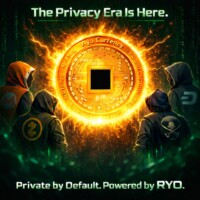 Privacy Era Activated: RYO Powers Up – Monero, Zcash, Pirate, Dash Watchers Unite! #RyoCurrency #PrivacyCoin Dynamic digital artwork for Ryo Currency privacy coin: central glowing Ryo coin emitting electric energy bolts, surrounded by four anonymous hooded figures in vests featuring Monero, Zcash, Pirate Chain, and Dash logos on the back; top text 'The Privacy Era is Here'; bottom text 'Private by Default. Powered by RYO'; theme of privacy coins leadership, financial sovereignty, and unstoppable decentralized finance